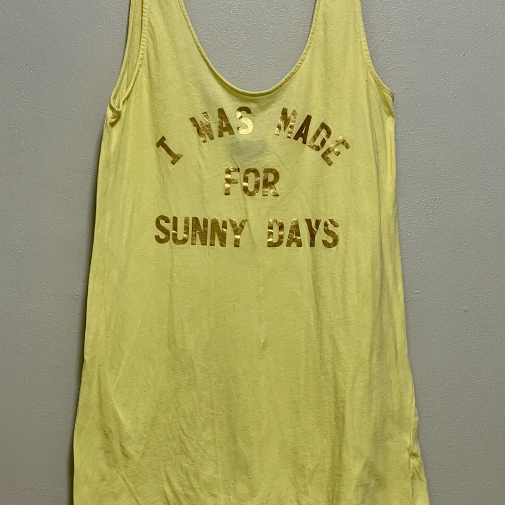 Wildfox Yellow Swim Coverup with Gold Lettering